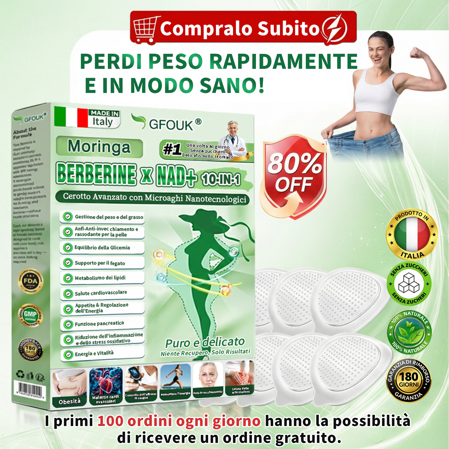 👩‍⚕️ Store Ufficiale |👨‍⚕️🌈GFOUK® Moringa · Berberina × NAD+ Cerotto avanzato 10-in-1 con microneedle nano  🕒 Solo una volta al giorno ✨ Cambiamenti visibili già in 7 giorni